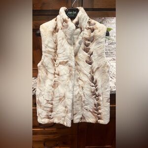 Sheared mink reversible vest, bleached, beige/white, like new!